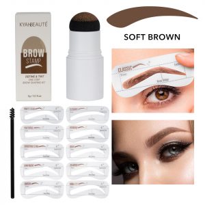 Kit Stampila Sprancene + Sabloane Kiahbeaute Brow Stamp #03 - Soft Brown