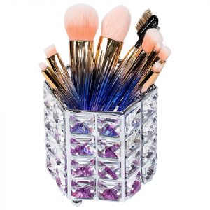 Set 10 pensule Rainbow Shell LUXORISE + Suport Pensule Machiaj Crystal